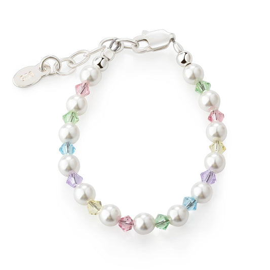 Sterling Silver Multi Crystal Pearl Baby & Kids Bracelet