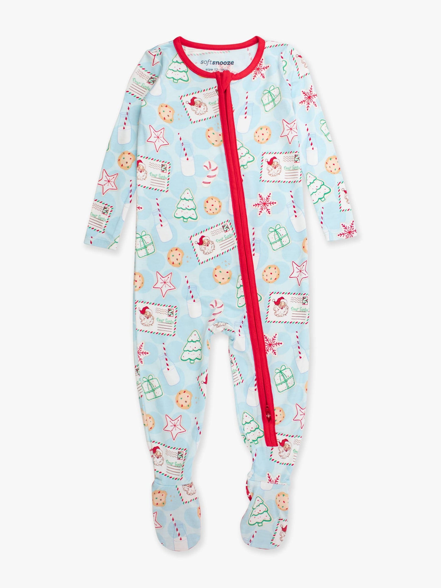 SoftSnooze™ Baby Bamboo Viscose Santa Sweets Footed One Piece Pajama