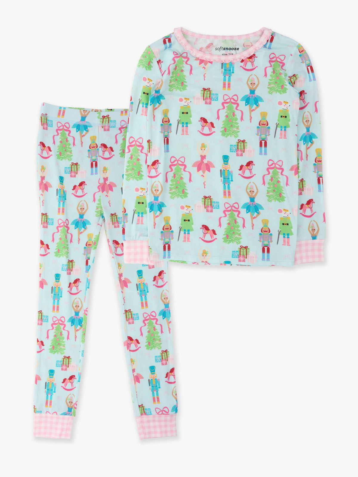 SoftSnooze™ Girls Bamboo Viscose Nutcracker Christmas Wishes Ruffle Long Sleeve Pajama Set