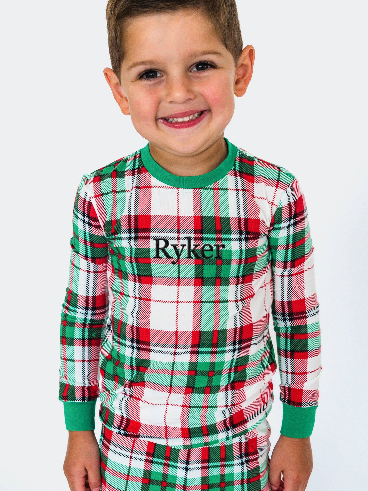 SoftSnooze™ Boys Cotton Modal Dashing Dreams Plaid Long Sleeve Pajama Set