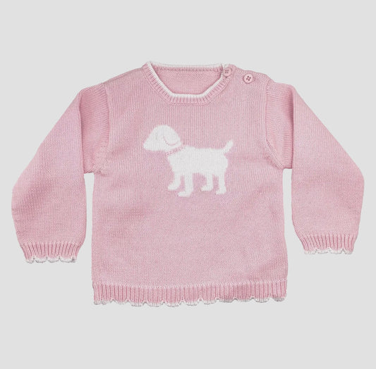 Dog knit sweater pink