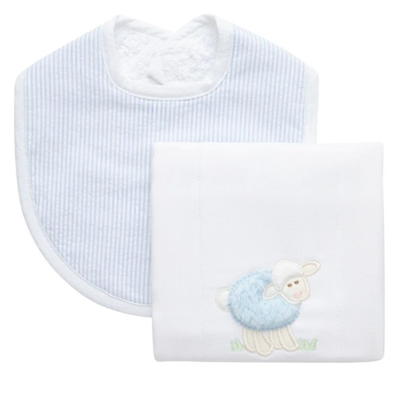 Lamb Basic Bib & Burp Boxed Set, White