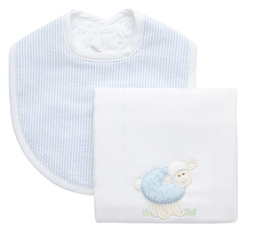 Lamb Basic Bib & Burp Boxed Set, White