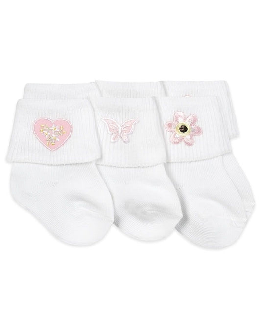 baby girl nb applique sock