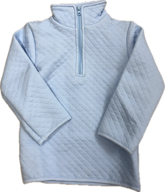 1/4 Zip Quilted Pullover- Light Blue