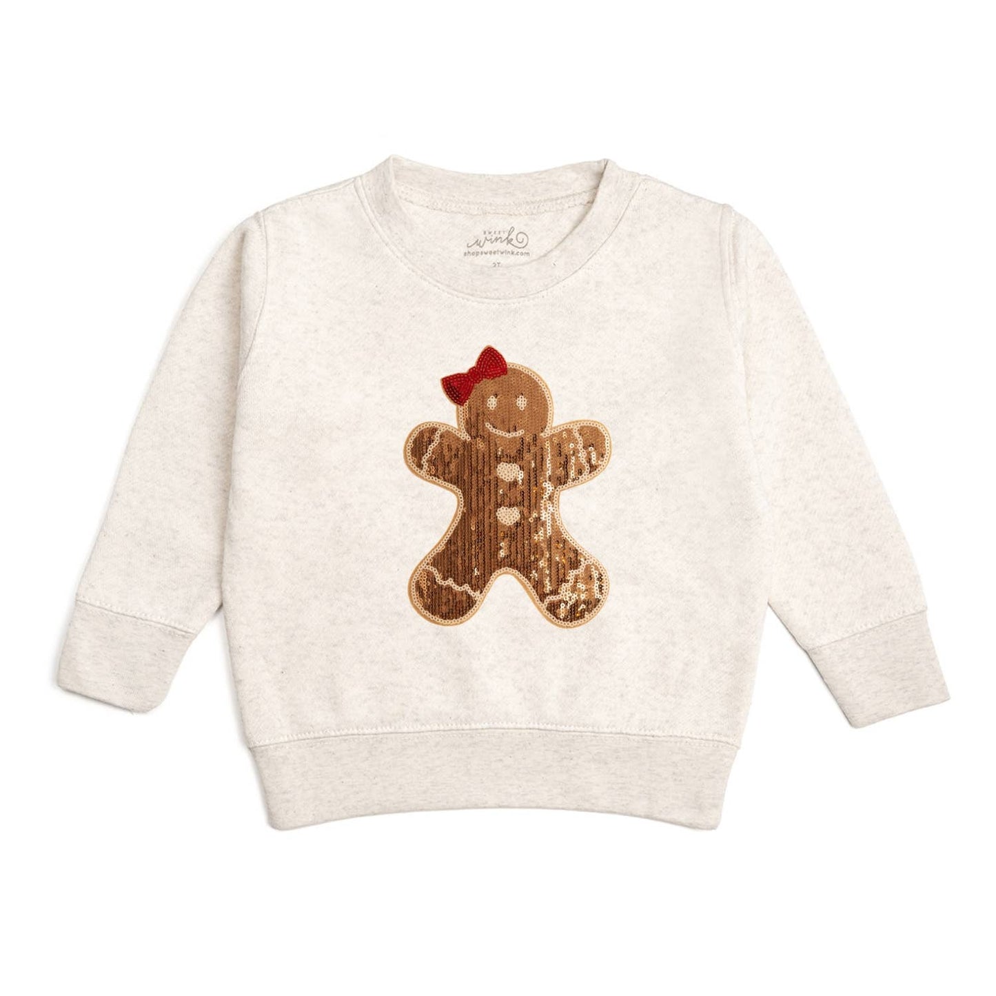 Gingerbread Sequin Patch Christmas Sweatshirt Girls Clothes
