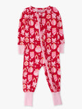 SoftSnooze™ Baby Girls Bamboo Viscose Red Holly Christmas Ornament Bows Convertible Ruffle One Piece Footie Pajama