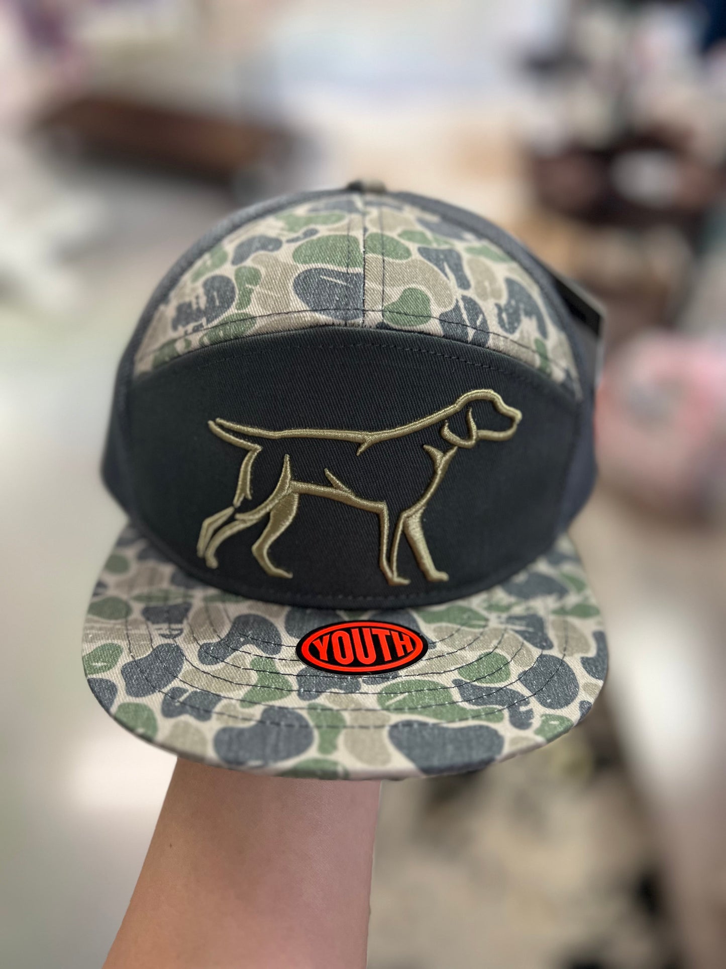 Youth backwood camo dog hat