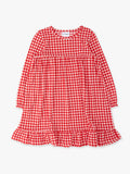 SoftSnooze™ Girls Red & White Gingham Long Sleeve Ruffle Pajama Night Gown