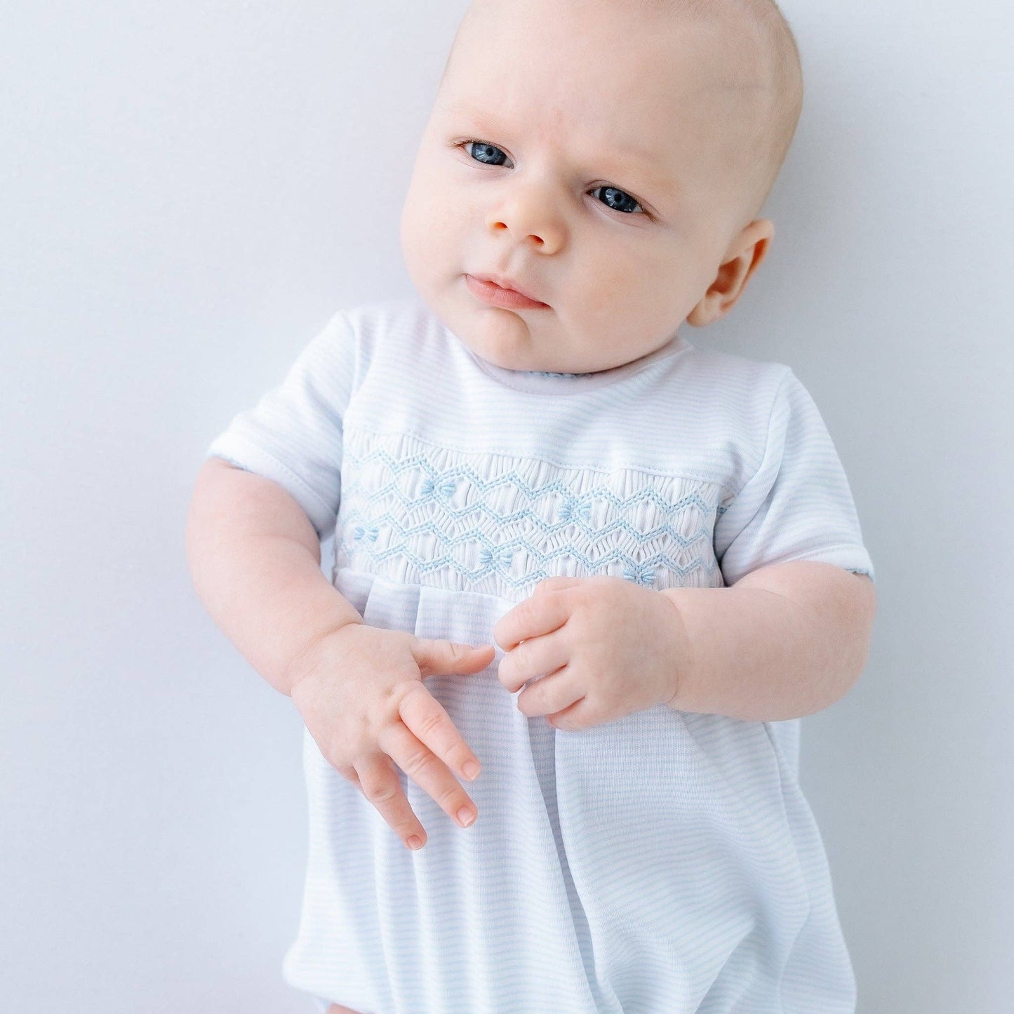 Jacob Smocked Bubble - Light Blue