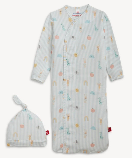 Lullaby Sky Blue Modal Magnetic Gown & Hat Set
