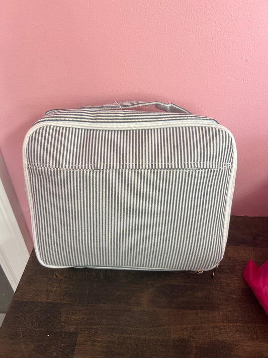 blue seersucker lunch bag