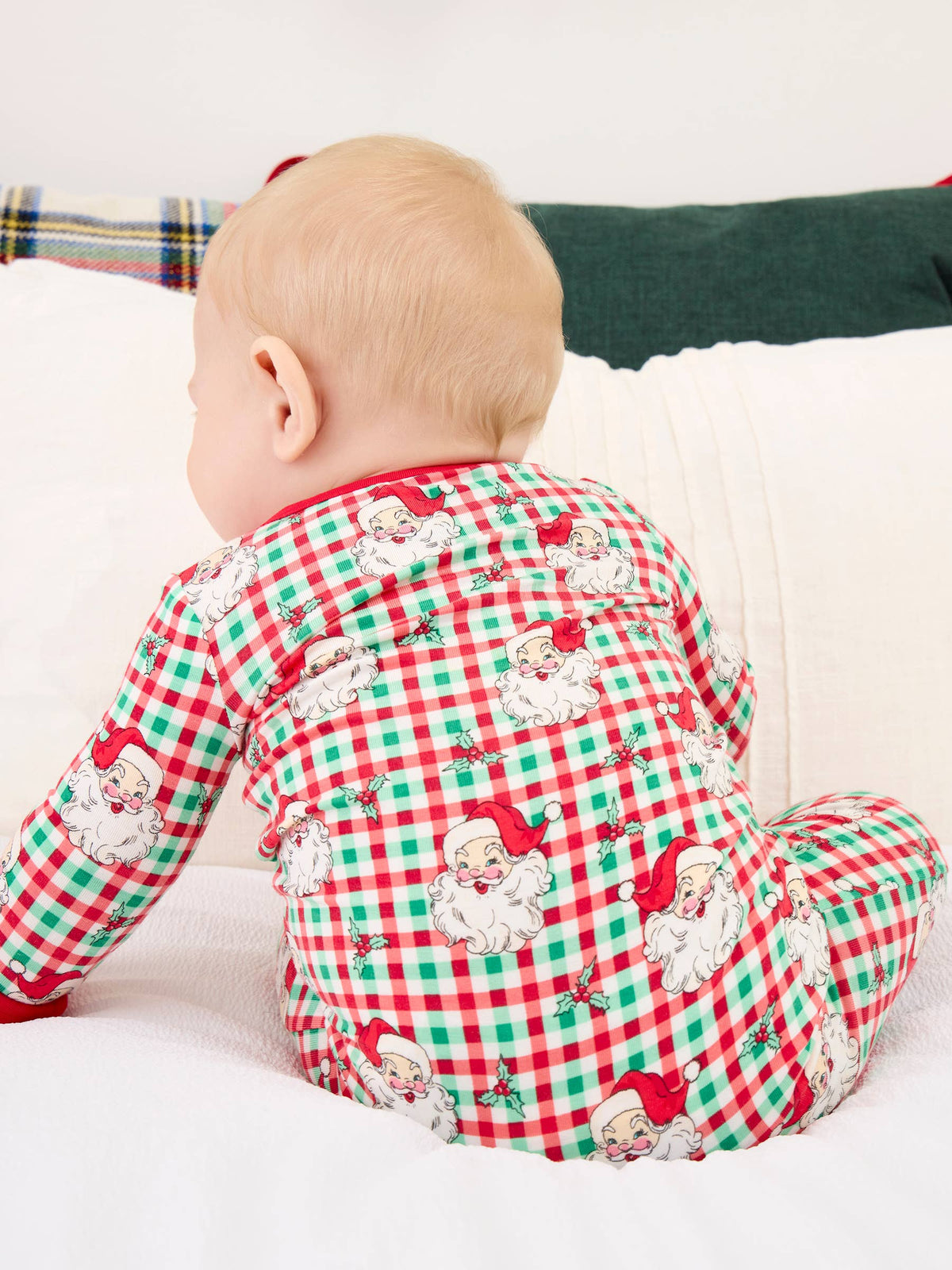 SoftSnooze™ Baby Bamboo Viscose Red & Green Dear Santa Christmas Convertible One Piece Footie Pajama