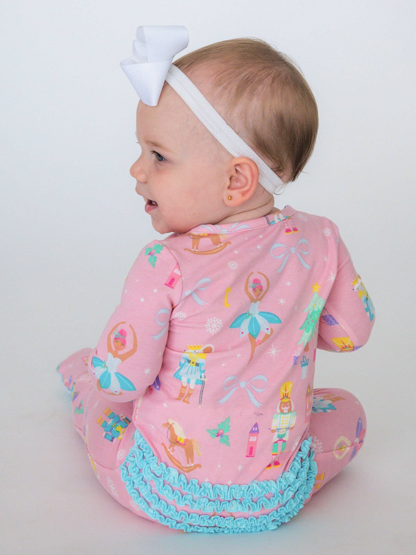 SoftSnooze™ Baby Girls Cotton Modal Sugarplum Dreams Footed Ruffle One Piece Pajama