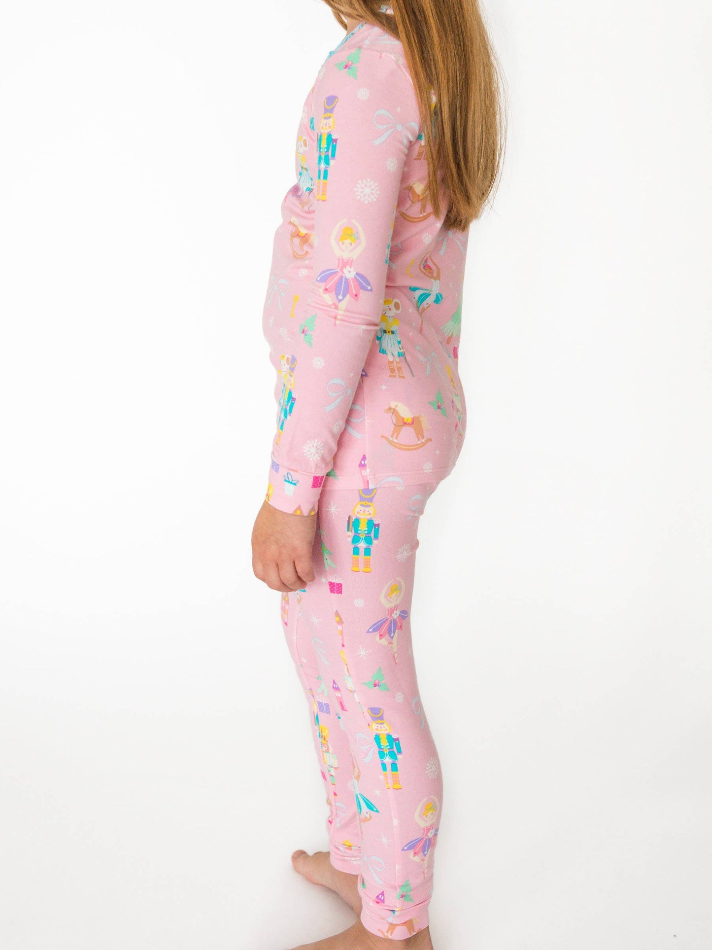 SoftSnooze™ Girls Cotton Modal Sugarplum Dreams Ruffle Long Sleeve Pajama Set