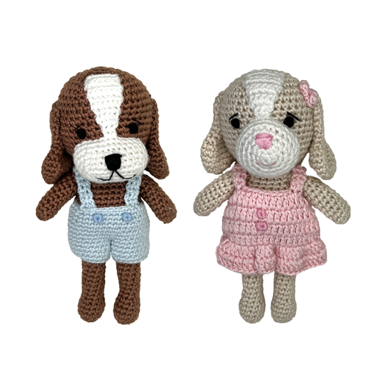 Dog Bamboo Crochet Rattle - 2 Colors