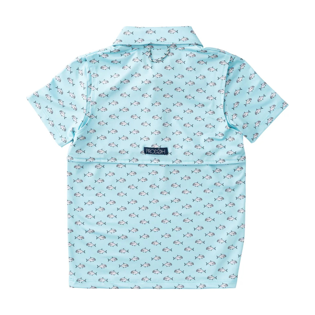 Boys performance polo pompano fish