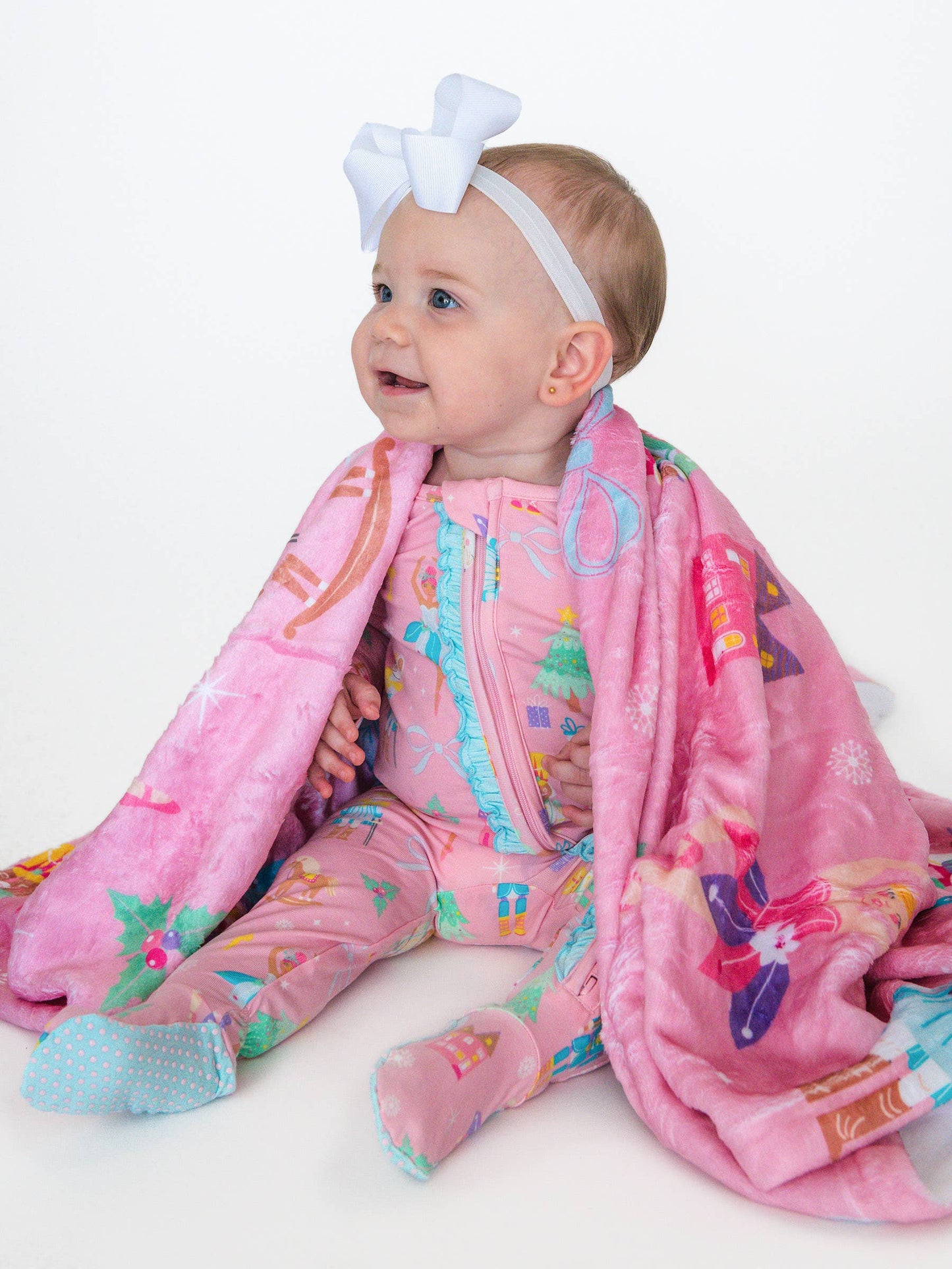 SoftSnooze™ Baby Girls Cotton Modal Sugarplum Dreams Footed Ruffle One Piece Pajama