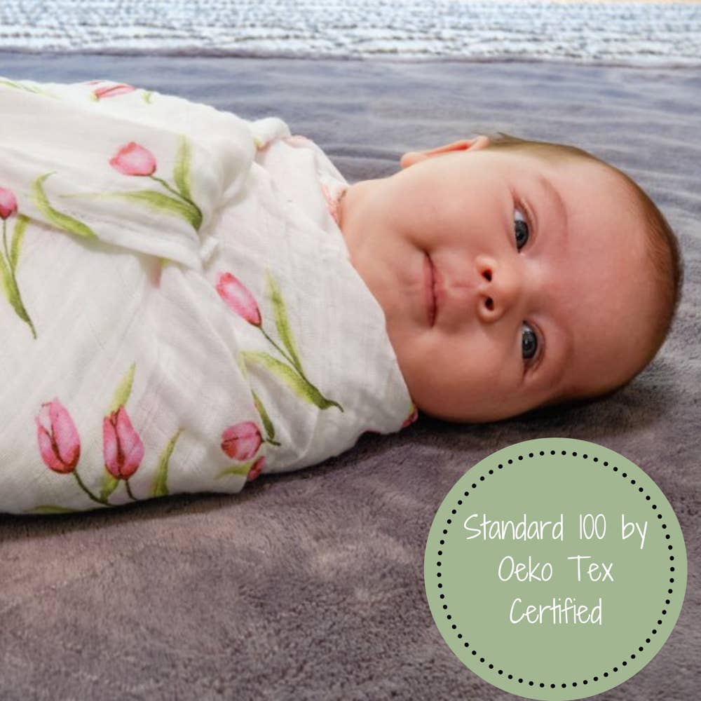 Baby Muslin Swaddle Blanket 47x47 Tulip Garden