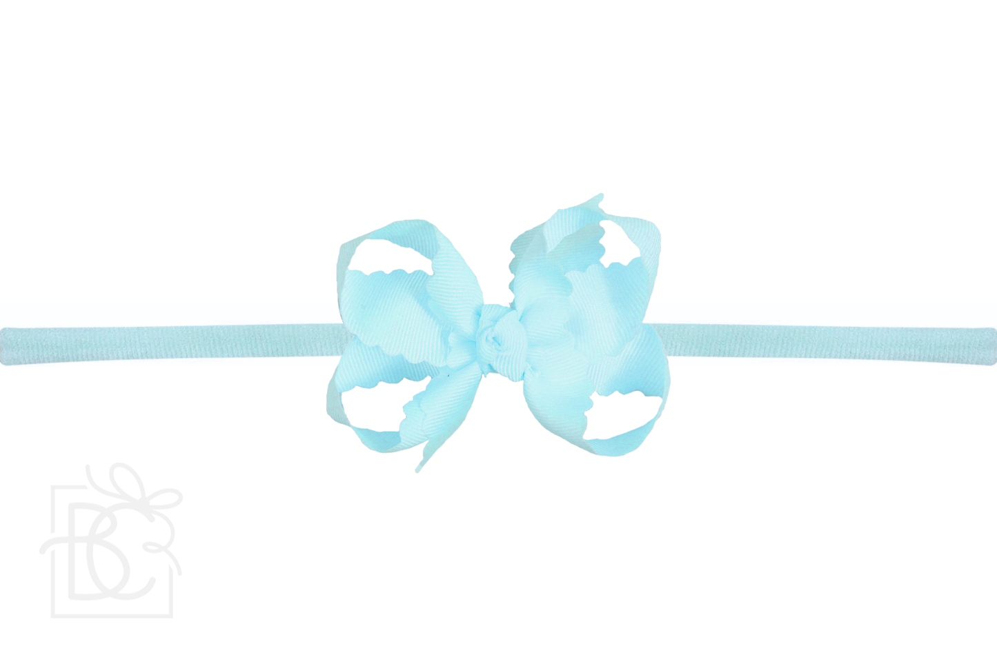 1/4" Nylon Pantyhose Headband w/ Scalloped Edge Bow