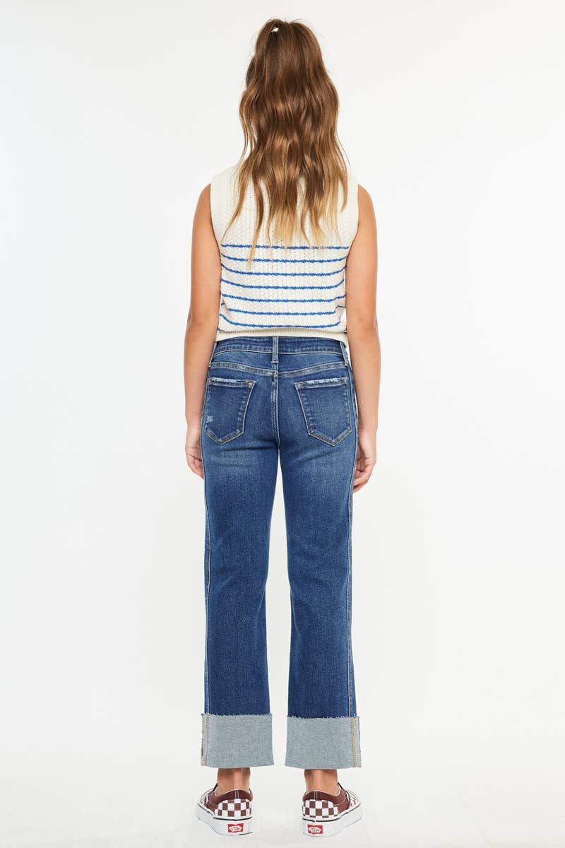 YOUTH MID RISE CROP STRAIGHT-YC7478D