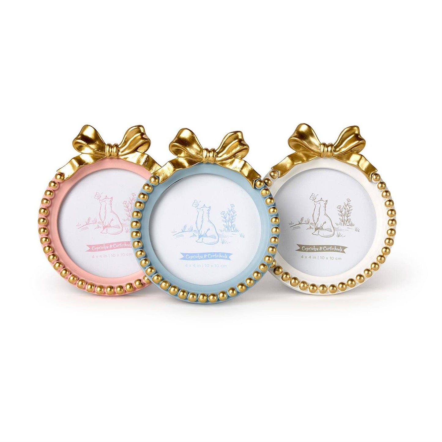 Golden Bow 4" x 4" Round Photo Frame Assorted 3 Colors