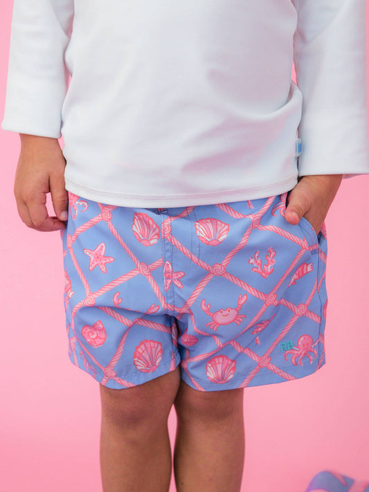 Boys Tropical Trellis Performance Hybrid Swim Trunks
