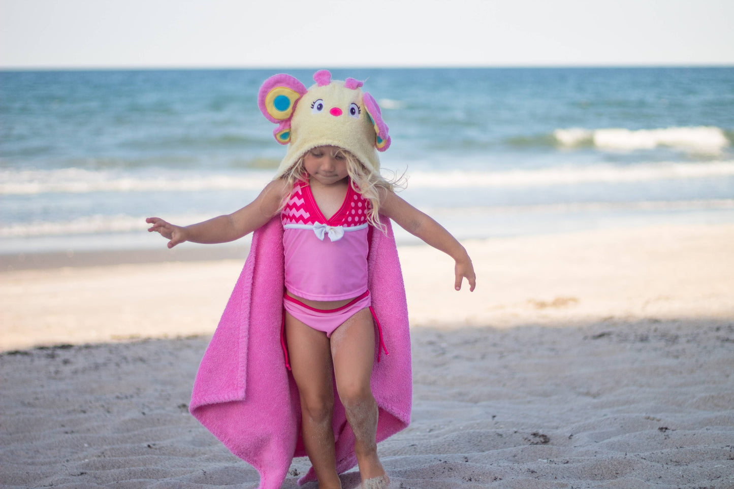Butterfly hooded towel for toddlers ages 2 to 8 years old