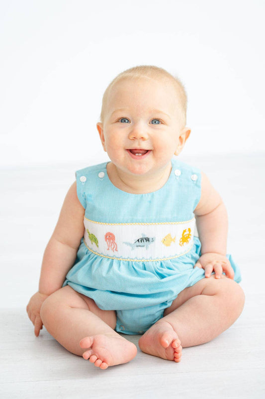 Sea Animals Smocked Elliot Bubble