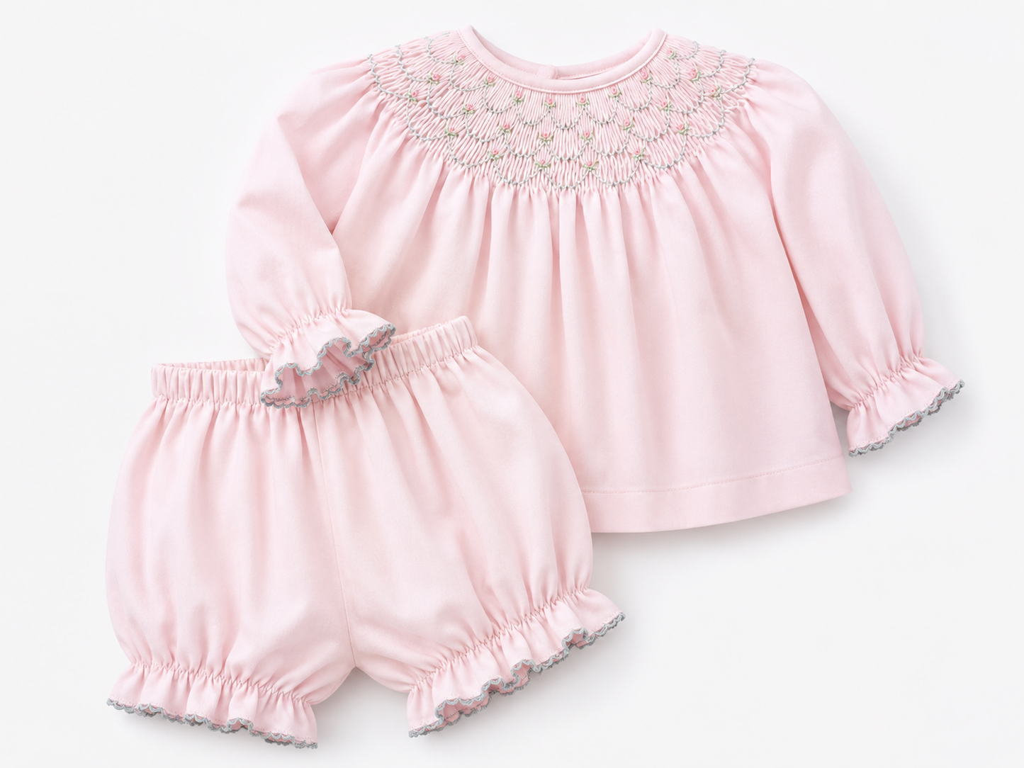 Ellie Pink knit bishop bloomer set