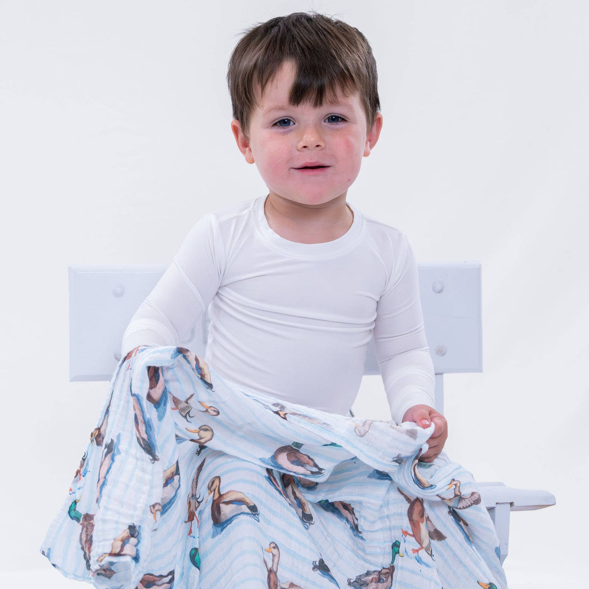 Baby Muslin Swaddle Blanket 47x47  Down by the Pond