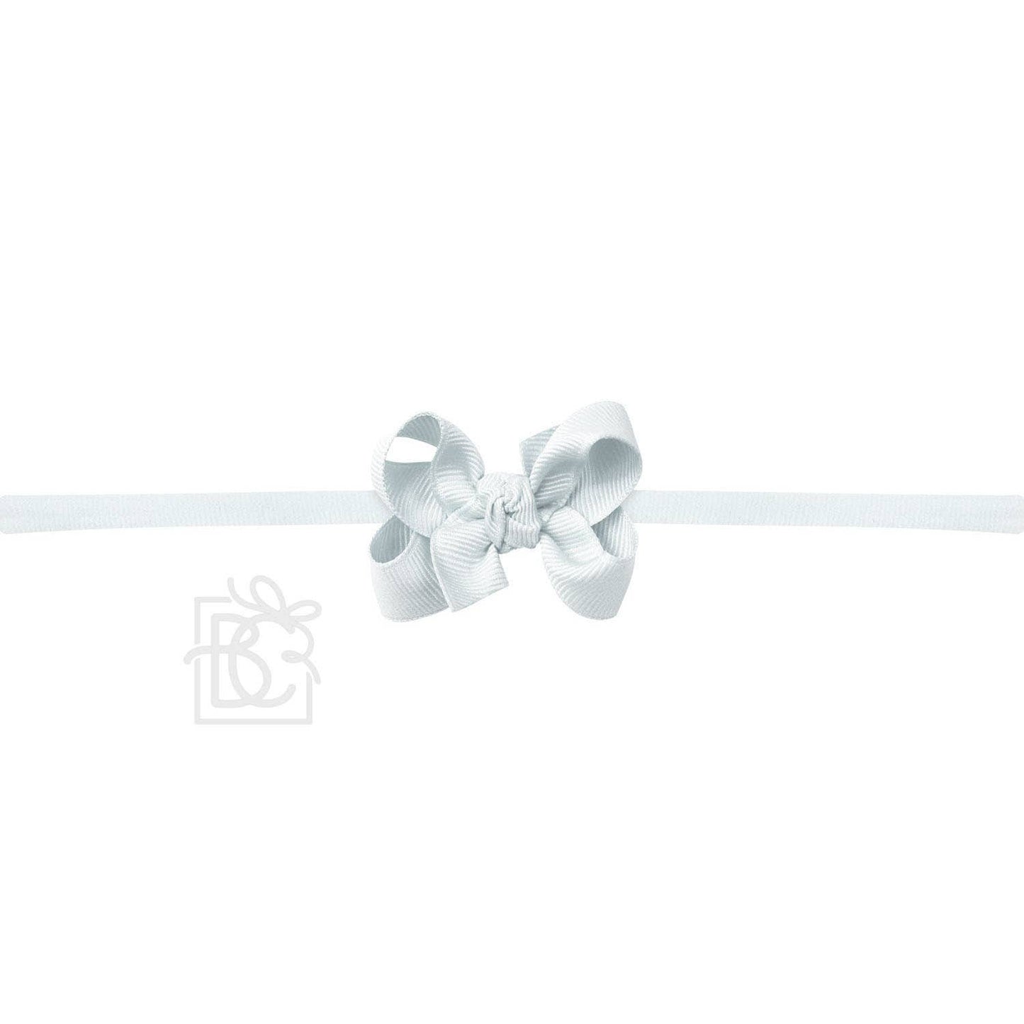 1/4" NYLON PANTYHOSE HEADBAND W/SIGNATURE GROSGRAIN BOW
