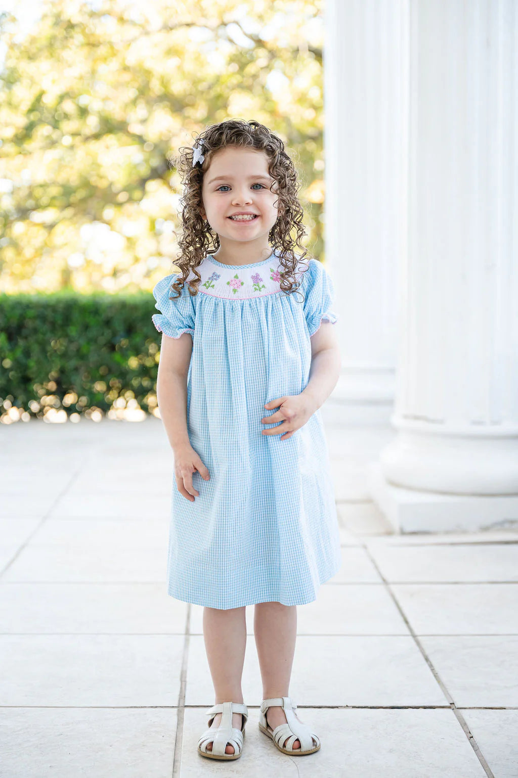 Hydrangeas smocked Helen dress