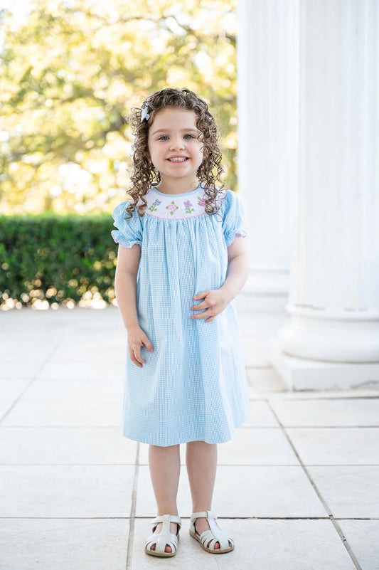 Hydrangeas smocked Helen dress
