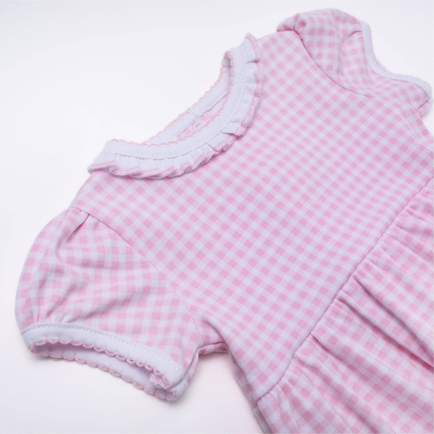 Mini Checks Short Sleeve Bubble - Pink