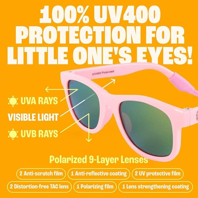 Polarized Baby Sunglasses with Strap 0-24 Months – Barbie Pink