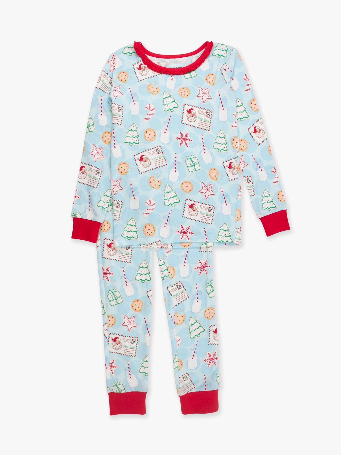 SoftSnooze™ Girls Bamboo Viscose Santa Sweets Ruffle Long Sleeve Pajama Set