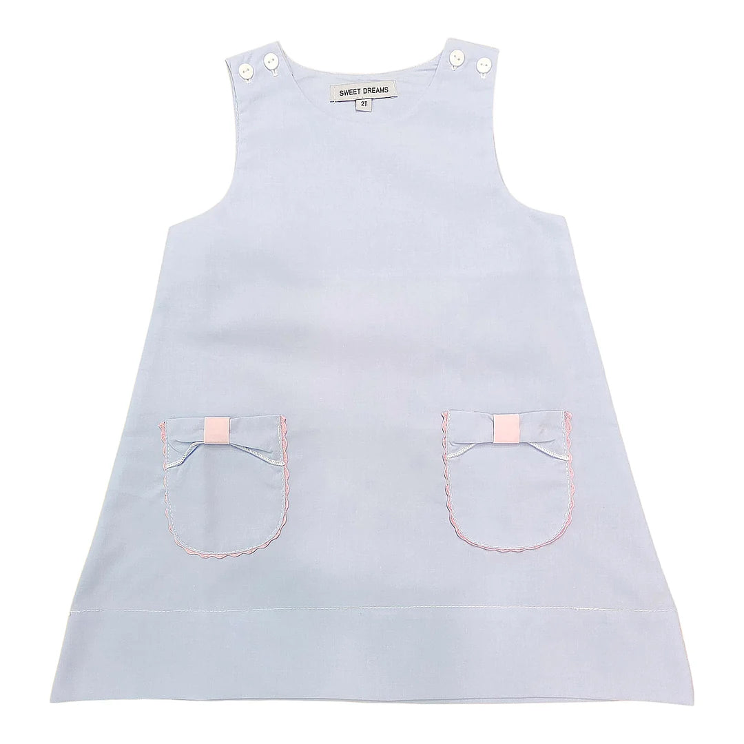 Blue Bow Pocket Dress