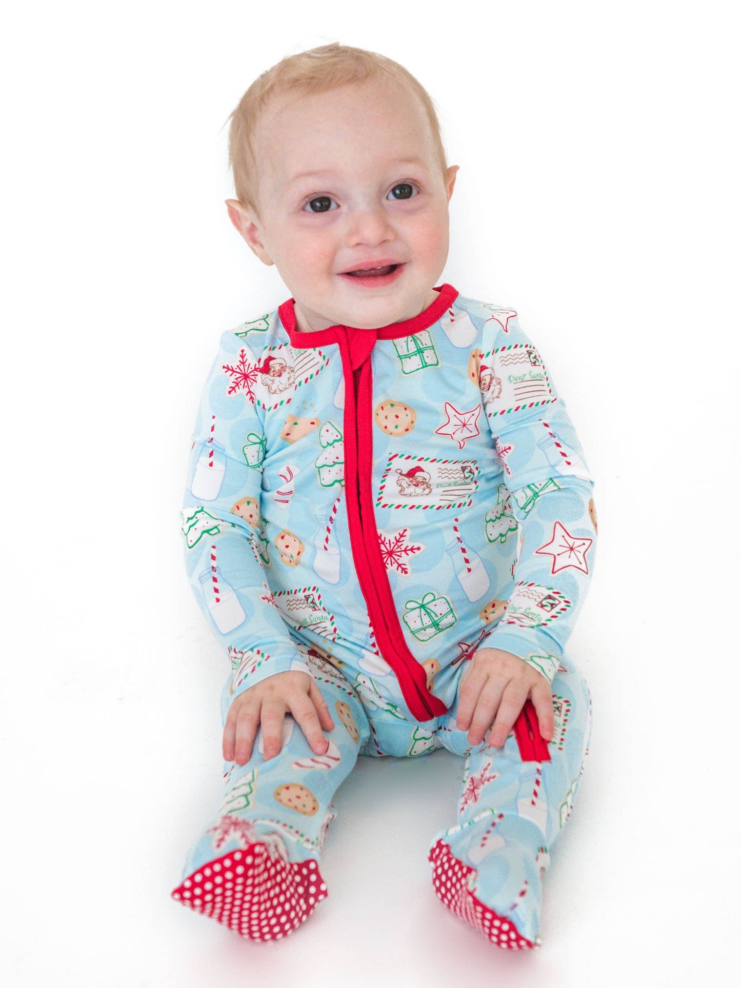 SoftSnooze™ Baby Bamboo Viscose Santa Sweets Footed One Piece Pajama