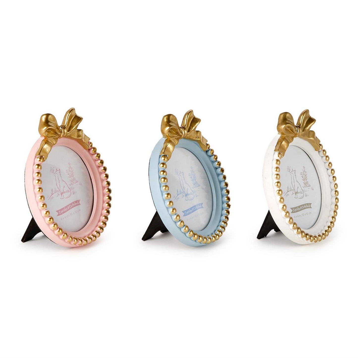 Golden Bow 4" x 4" Round Photo Frame Assorted 3 Colors