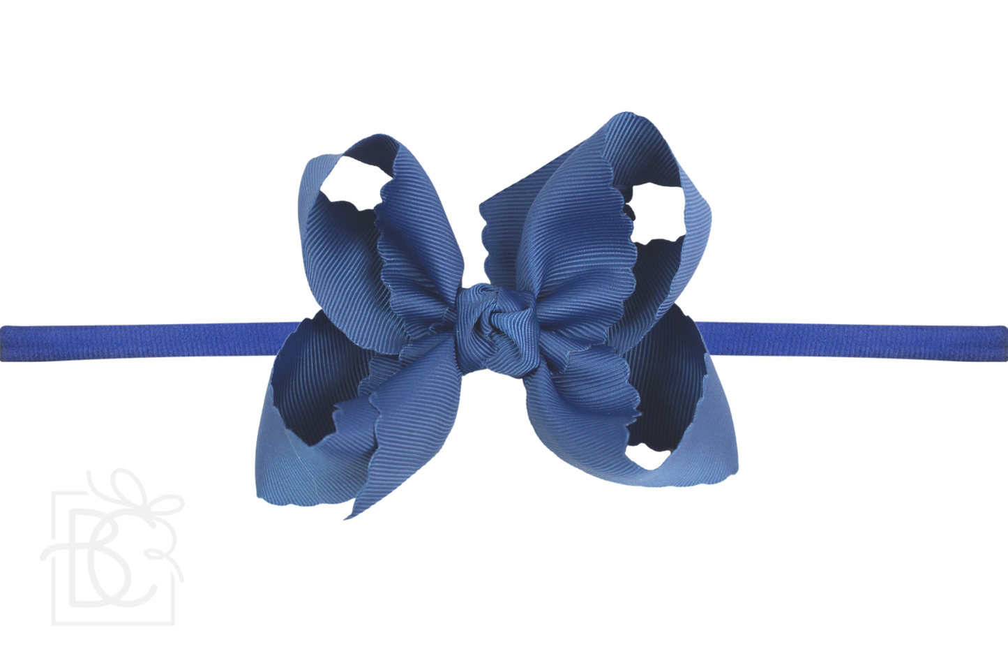 1/4" Nylon Pantyhose Headband w/ Scalloped Edge Bow