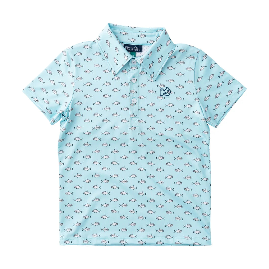 Boys performance polo pompano fish