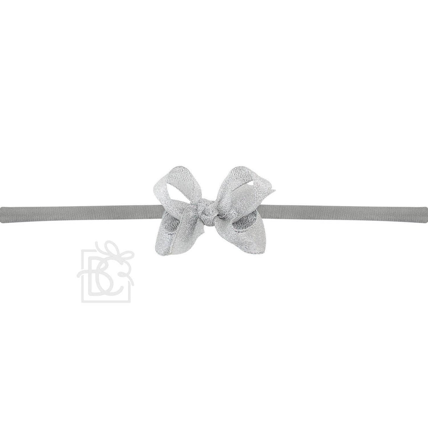 1/4" NYLON PANTYHOSE HEADBAND W/SIGNATURE GROSGRAIN BOW
