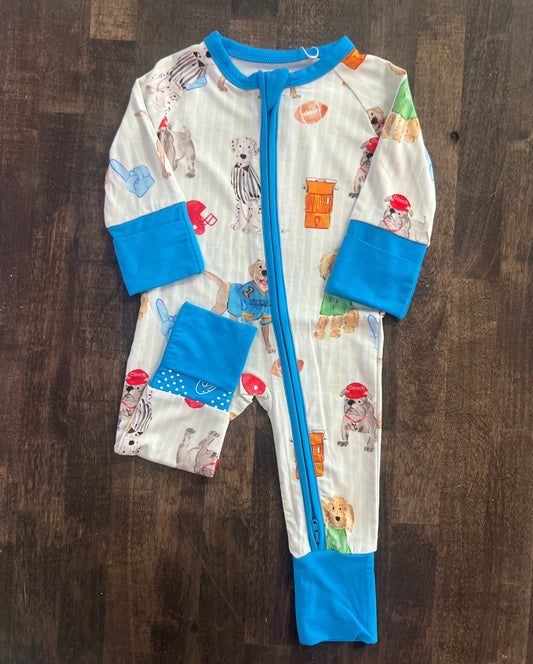 Puppy Football Zipper Onesie