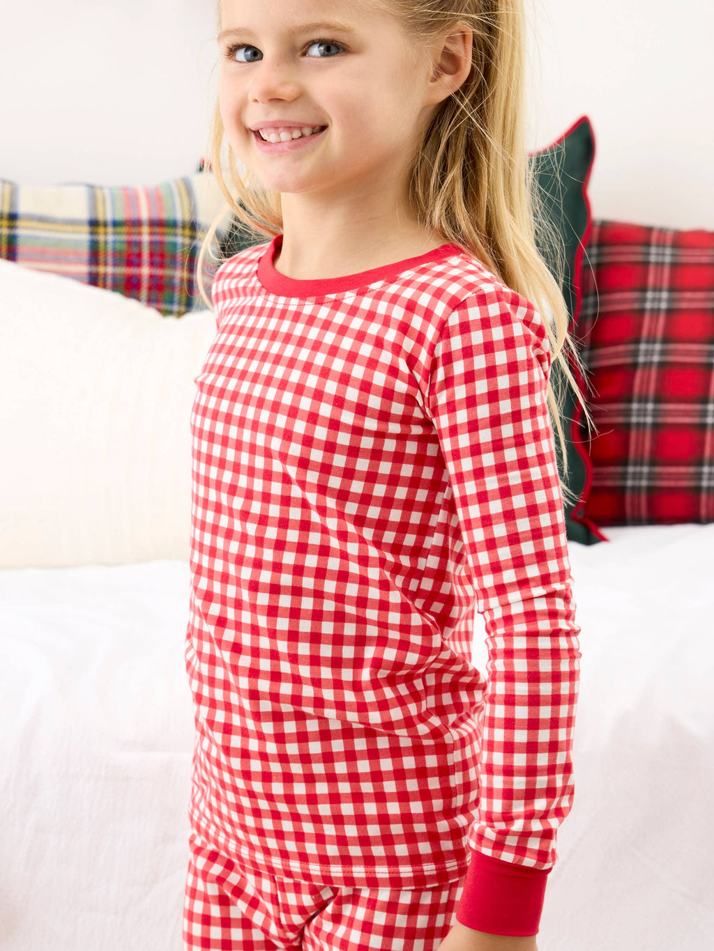 SoftSnooze™ Kids Cotton Modal Red & White Gingham Long Sleeve Pajama Set