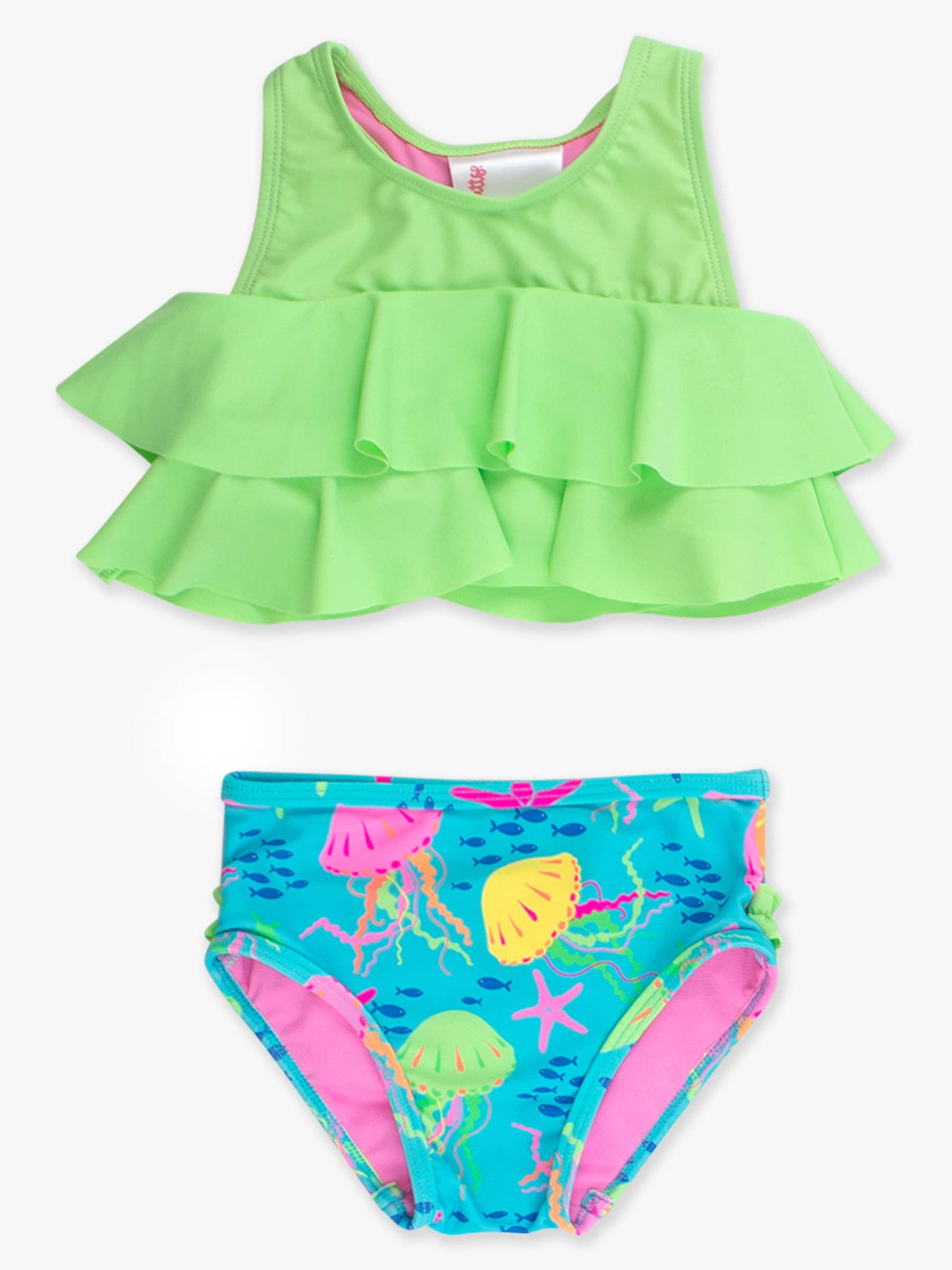 Girls Neon Jelly Time Flounce Bikini 2-Piece Swimsuit with Signature Rear Ruffles