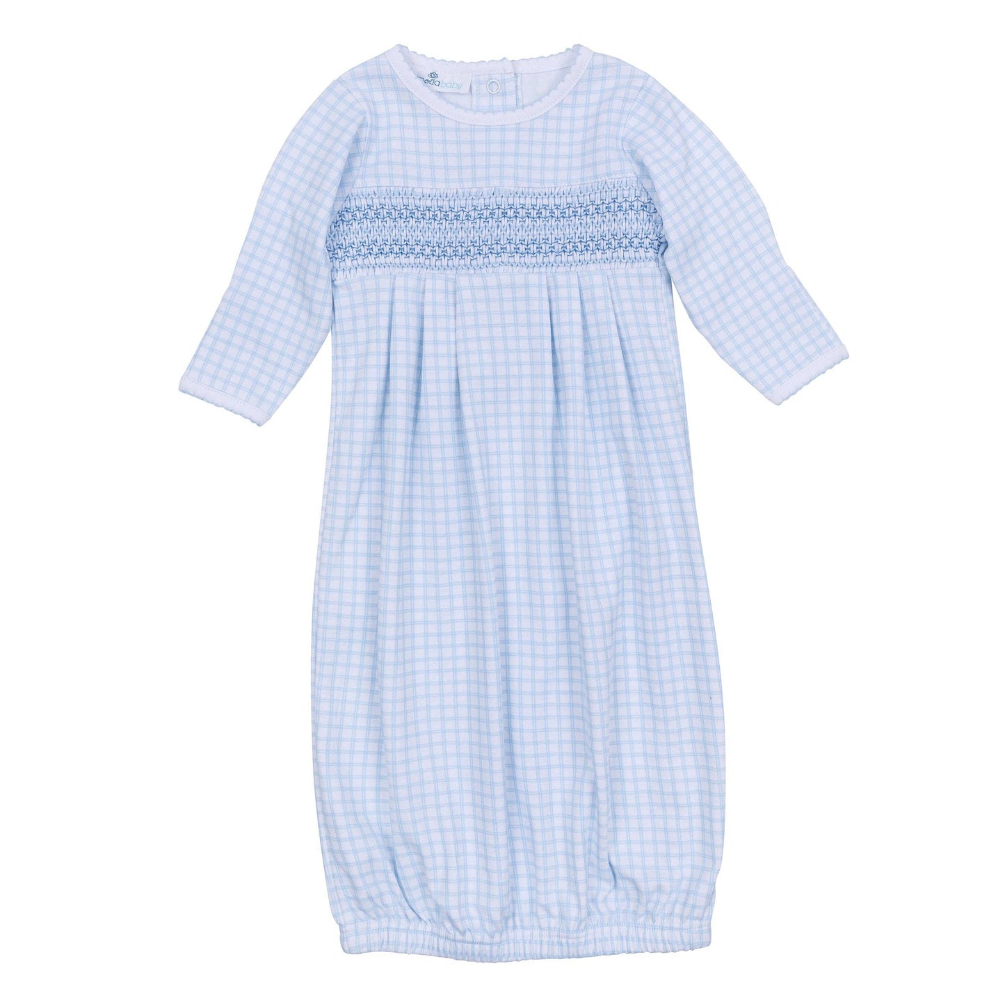 Peek-A-Boo Wishes Smocked Pleated Gown - Light Blue