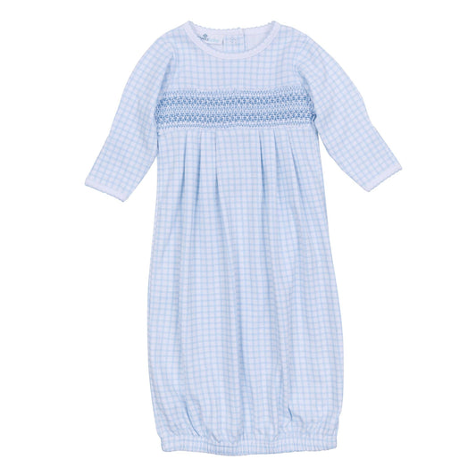 Peek-A-Boo Wishes Smocked Pleated Gown - Light Blue