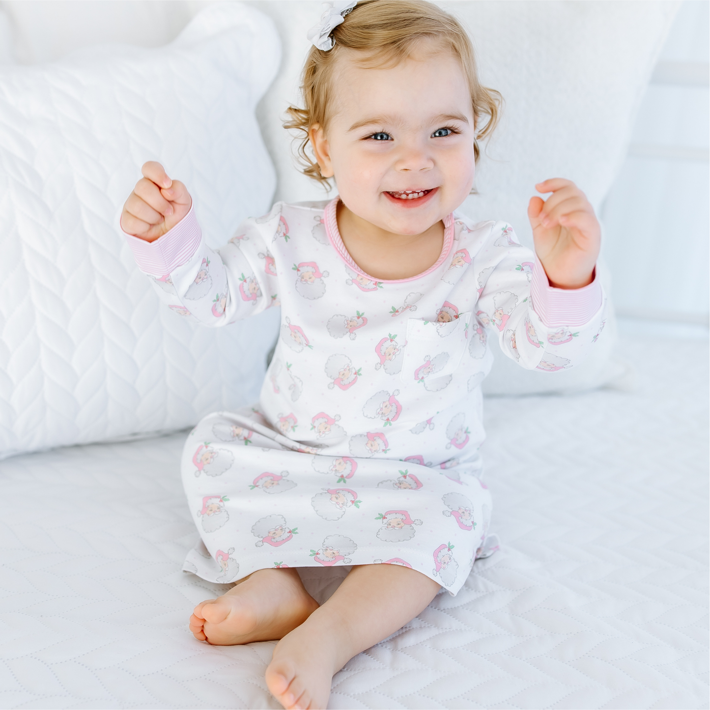 Santa Baby Long Sleeve Nightdress - Pink