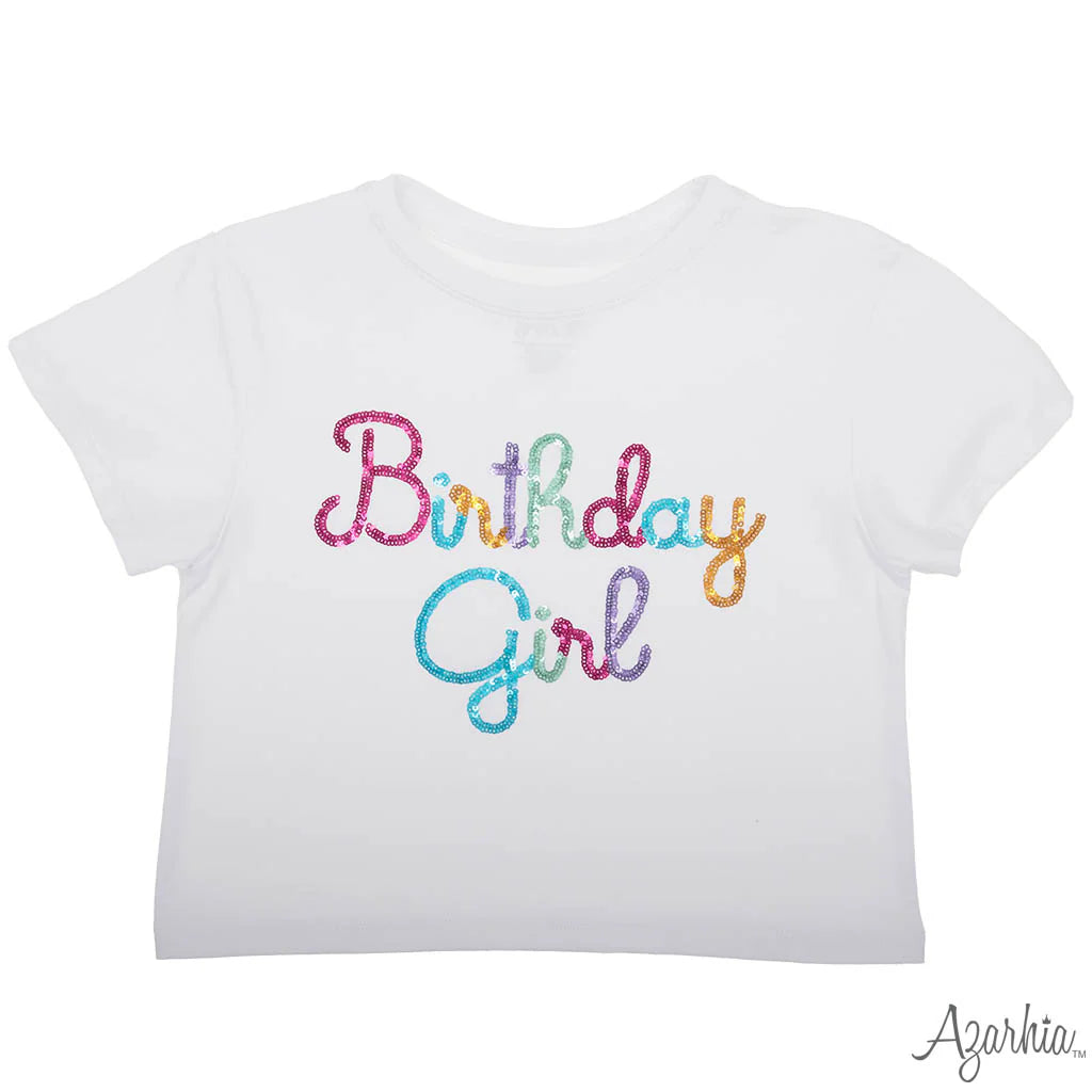 Birthday Girl in sequin on White Boxy